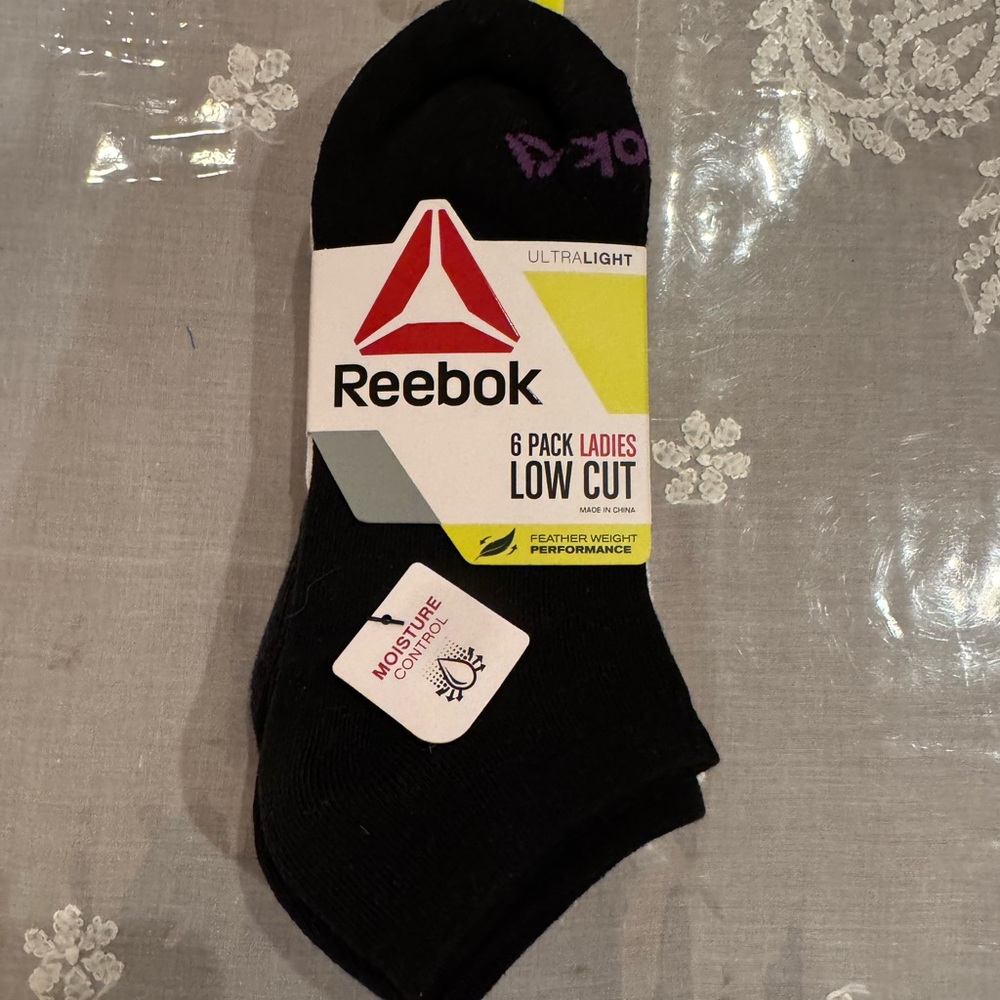 SIX PAIRS OF REEBOK Women’s Black Low Cut Socks